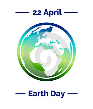 Bright vector illustration for 22 April, Earth Day with the Earth in gradient colors in flat style