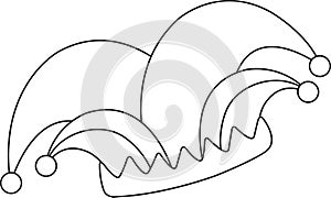 bright vector illustration of a buffoons hat, fools day, doodle and sketch