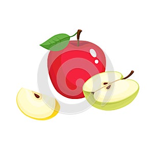 Bright vector illustration of colorful juicy apple.