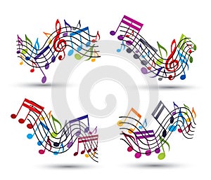 Bright vector jolly staves with musical notes