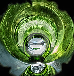 Bright Vibrant Green Bottle With Water Flowing Out