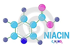 Bright Vitamin B3 Niacin Molecule Structure Formula Illustration