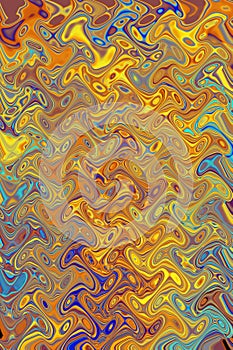 Bright watercolor background. Fantasy psychedelic abstract pattern in orange yellow tones. Vertical photo