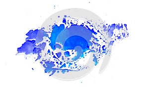 Bright watercolor pink and blue stain drips. Abstract illustration on a white background