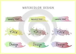 Bright watercolor stains and brush strokes. Colorful design elements for social media, header, presentation.