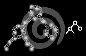 Bright Web Mesh Binary Links Icon with Sparkles