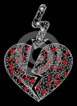 Bright Web Mesh Break Love Heart with Lightspots