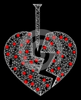 Bright Web Mesh Break Valentine Heart with Glare Spots