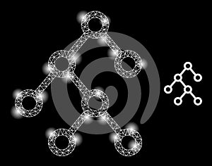 Bright Web Net Binary Tree Icon with Glare Spots