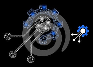 Bright Web Net Sensor Cog Icon with Constellation Nodes