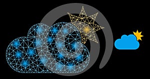 Bright Web Net Sun Cloud Icon with Sparkles