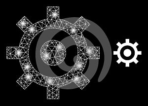 Bright Web Network Cog Icon with Lightspots