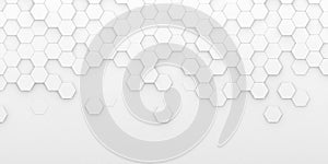 Bright white abstract hexagon wallpaper or background