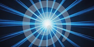 Bright Blue Starburst Light Rays Emanating from Center on Dark Background abstract