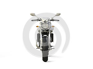 Bright white modern sports motorcycle - front view
