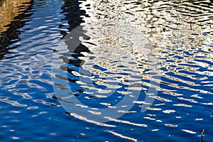 Bright white reflection on rippled water