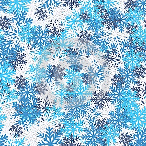 Bright winter seamless pattern with snowflakes. Christmas abstract background.