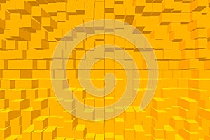 Bright yellow background with three-dimensional cubes