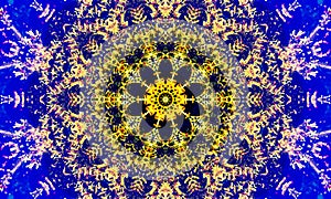 Bright yellow and blue mandala