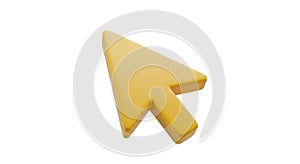 Yellow 3D Rendered Computer Mouse Cursor Arrow on a White Background computer cursor mouse pointer