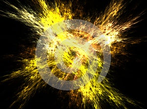 Bright yellow explosion abstract fractal effect light background