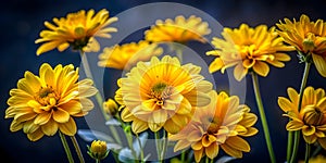 Bright Yellow Flowers Against a Dark Background photo