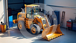 Photorealistic image of a construction helmet in a construction site