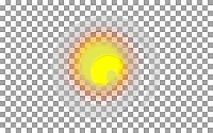 Bright yellow glowing sun effect with transparent background for easy graphic design integration