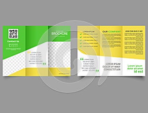 Bright yellow green trifold brochure.