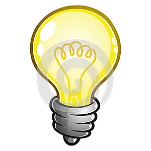 Bright Yellow Light bulb vector cartoon icon illustration