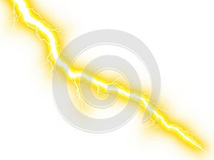 Bright yellow lightning bolt on white background