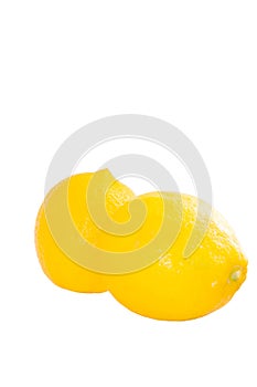 Bright Yellow Meyer Lemons On White Background photo