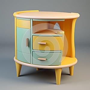 Bright Yellow Night Table Model For 3dsmax And Vray