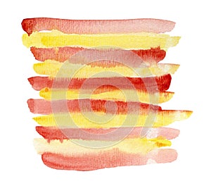 Bright yellow and red watercolor brush strokes