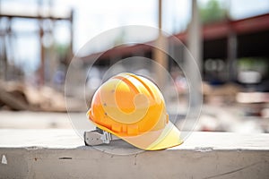 bright yellow safety helmet on a construction site