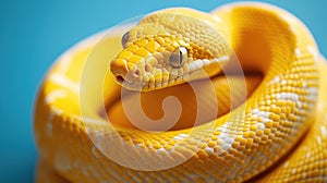 A bright yellow snake symbolizing Python programming and automation concept
