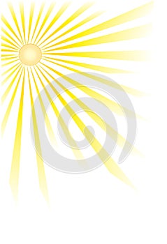 Bright yellow sun-rays on white background