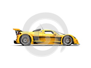 Bright yellow supercar - side view