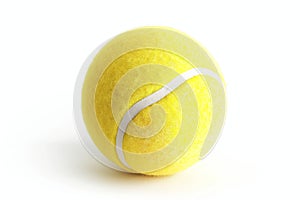 Bright Yellow Tennis Ball on White Background