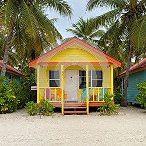 Bright Yellow Tropical Beach House Cottage