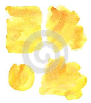 Bright yellow watercolor spot isolated on a white background