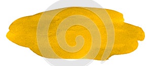 Bright yellow watercolor stains. Isolated xanthous frame. Unique background