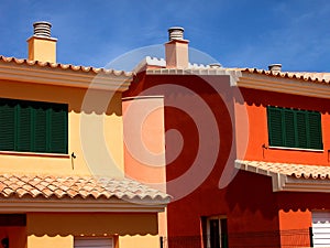 Brightly colored beach homes