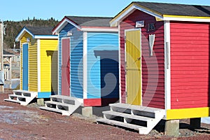 Brightly colored change rooms sheds