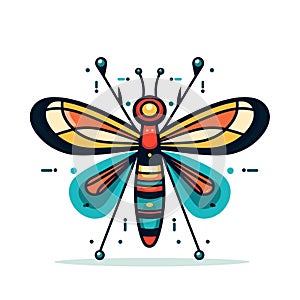 Brightly colored dragonfly illustration, vibrant insect graphic, artistic depiction dragonfly