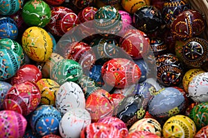 brightly colored easter eggs in Sorbian style