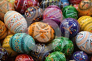 brightly colored easter eggs in Sorbian style