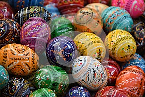 brightly colored easter eggs in Sorbian style
