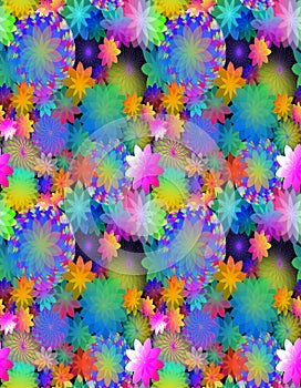 Brightly colored graphic flower pattern