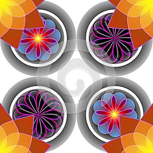 Brightly colored graphic flower pattern